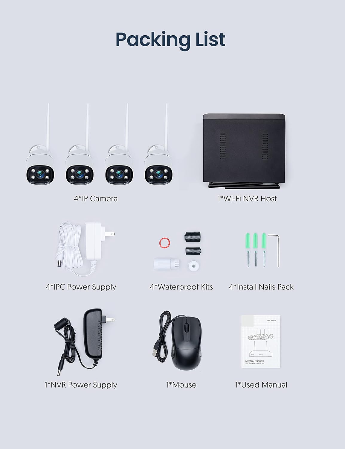 Security Camera System with 1TB HDD, 8CH NVR 4pcs Home Security Camera Outdoor with AI Face Detection,Color Night Vision,IP66 Waterproof,Remote Access