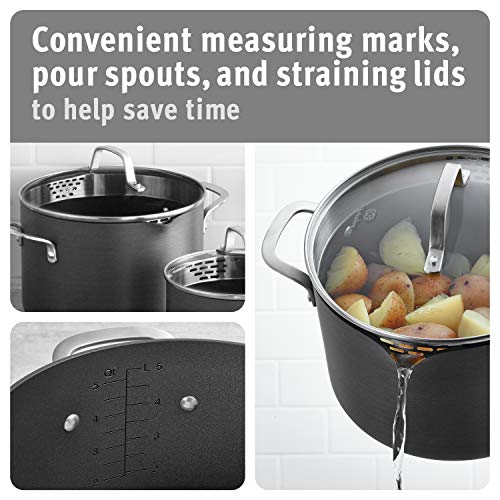 Calphalon Classic Nonstick Hard-Anodized 14-Piece Cookware Set, Grey