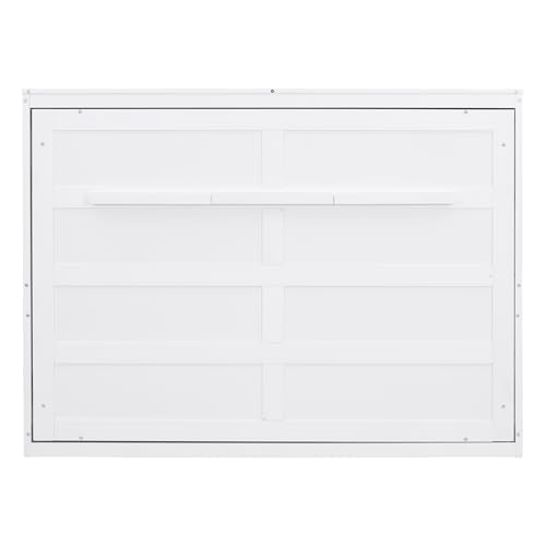 Harper & Bright Designs Queen Size Murphy Bed Wall Bed with Storage Shelves, Wardrobe and LED Lights, Space-Saving for Multipurpose Guest Room or Home Office, Gray
