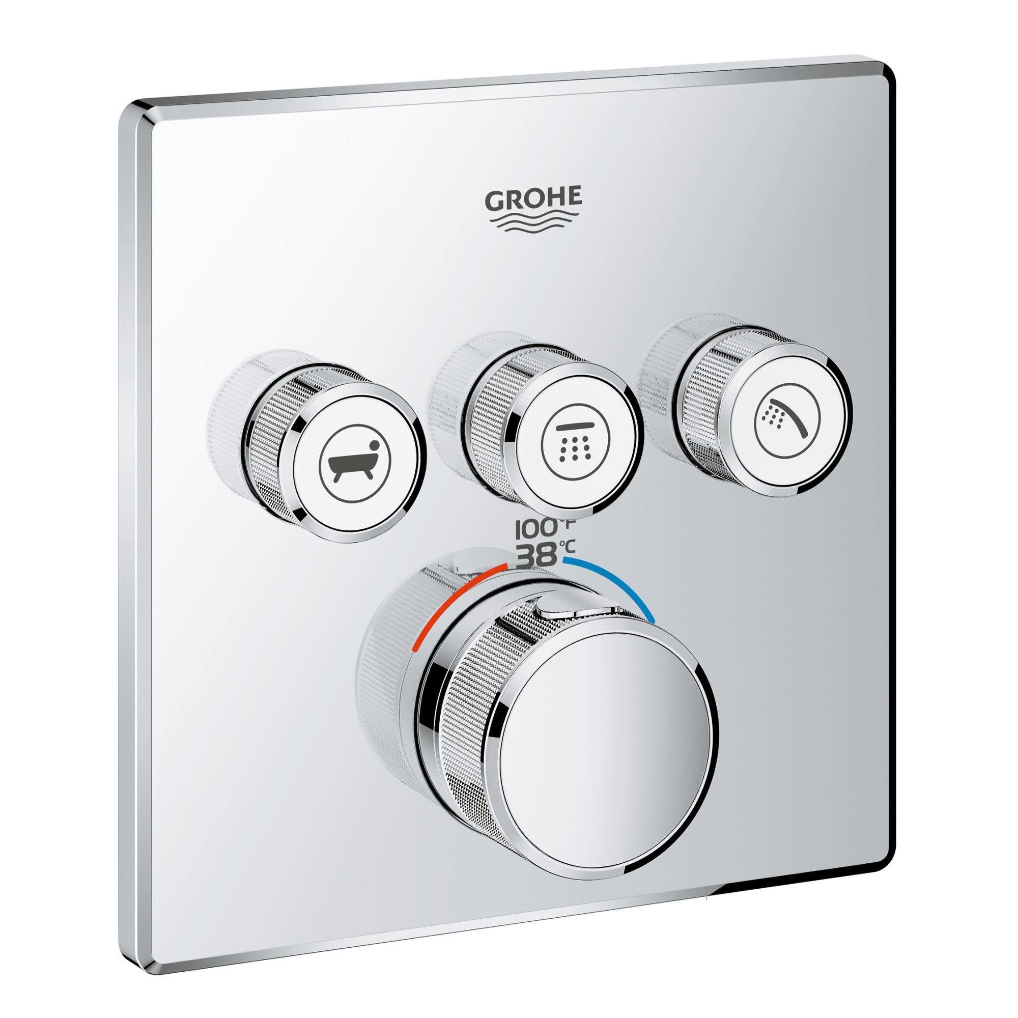 Grohe 29142000 Grohtherm SmartControl Triple Function Thermostatic Trim with Control Module - Starlight Chrome