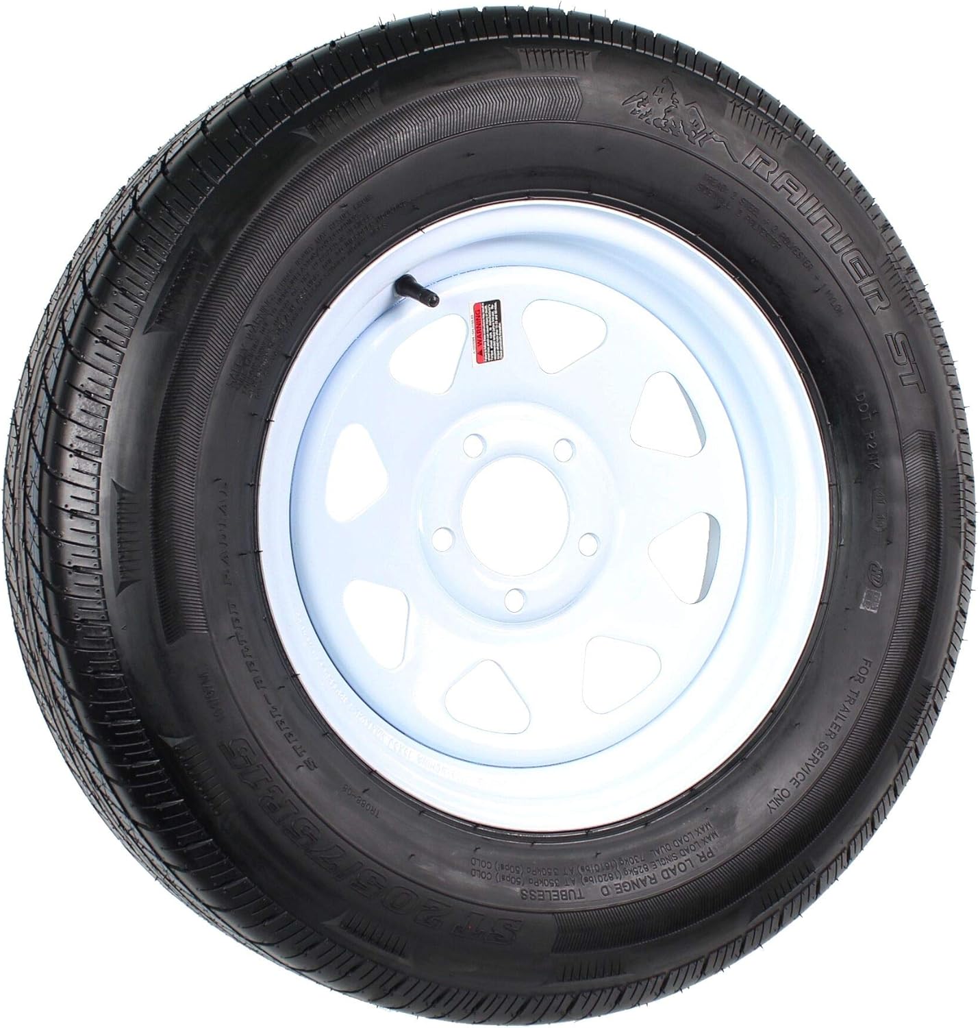 Radial Trailer Tire and Rim ST205/75R15 LRD 15X5 5-4.5 White Spoke Wheel