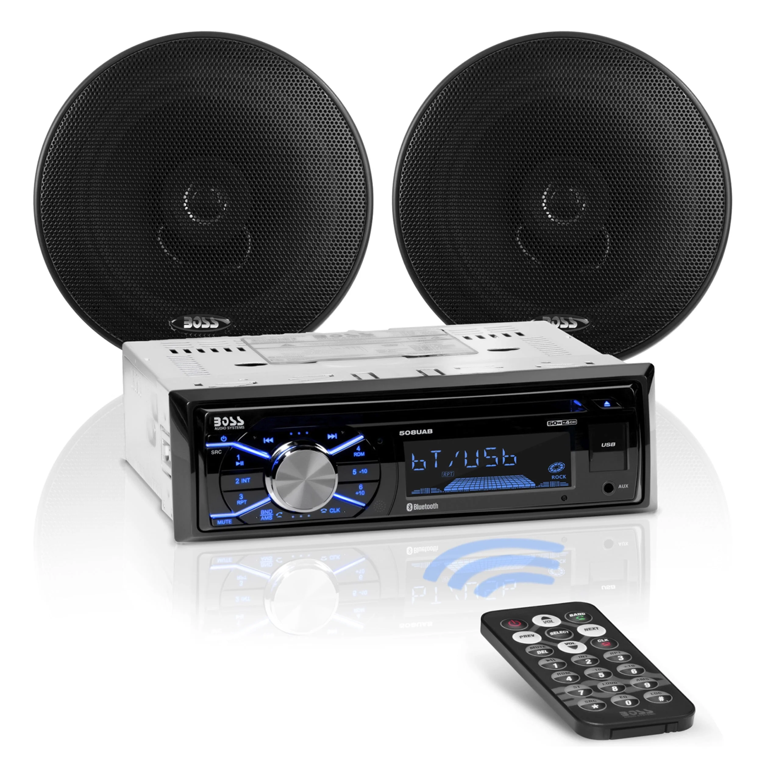 BOSS Audio Systems 656BCK Car Stereo Package with Single Din Stereo and Speakers