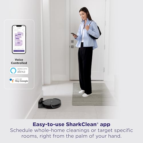 Shark Navigator Robot Vacuum and Self-Empty Base with Bagless 60-Day Capacity Self-Empty Base, SmartPath Navigation, Powerful Pet Hair Pickup, Anti-Hair Wrap, For Carpets & Hard Floors, Grey, RV2120AE
