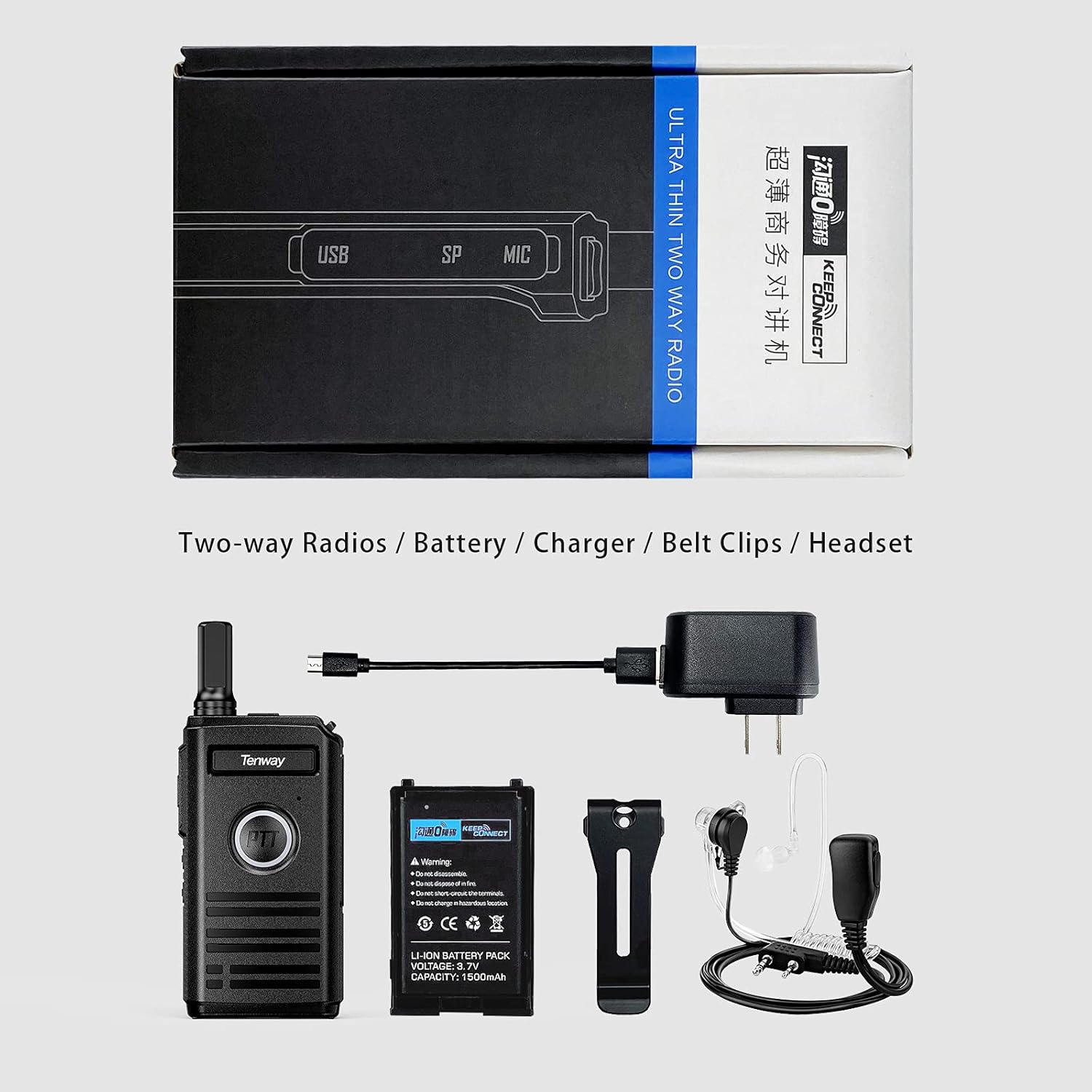 Walkie Talkie for Adults Long Range Rechargeable Mini Two Way Radio with Earpiece VOX Hands Free for Family Kids Trip Camping Hiking (4 Pack)