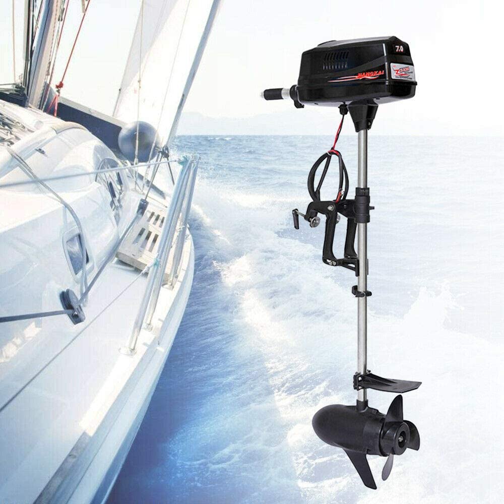 Miumaeov 7HP 48V Outboard Electric Motor Fishing Boat Engine Motor Tiller Control 1.8KW Heavy Duty Strong Power Low Energy Consumption 90 Degrees Rotatable Bracket