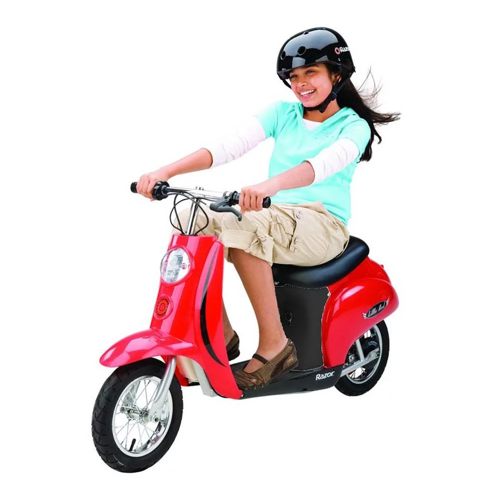 Razor Pocket Mod Miniature Euro 24V Electric Retro Scooters, 1 Blue & 1 Red