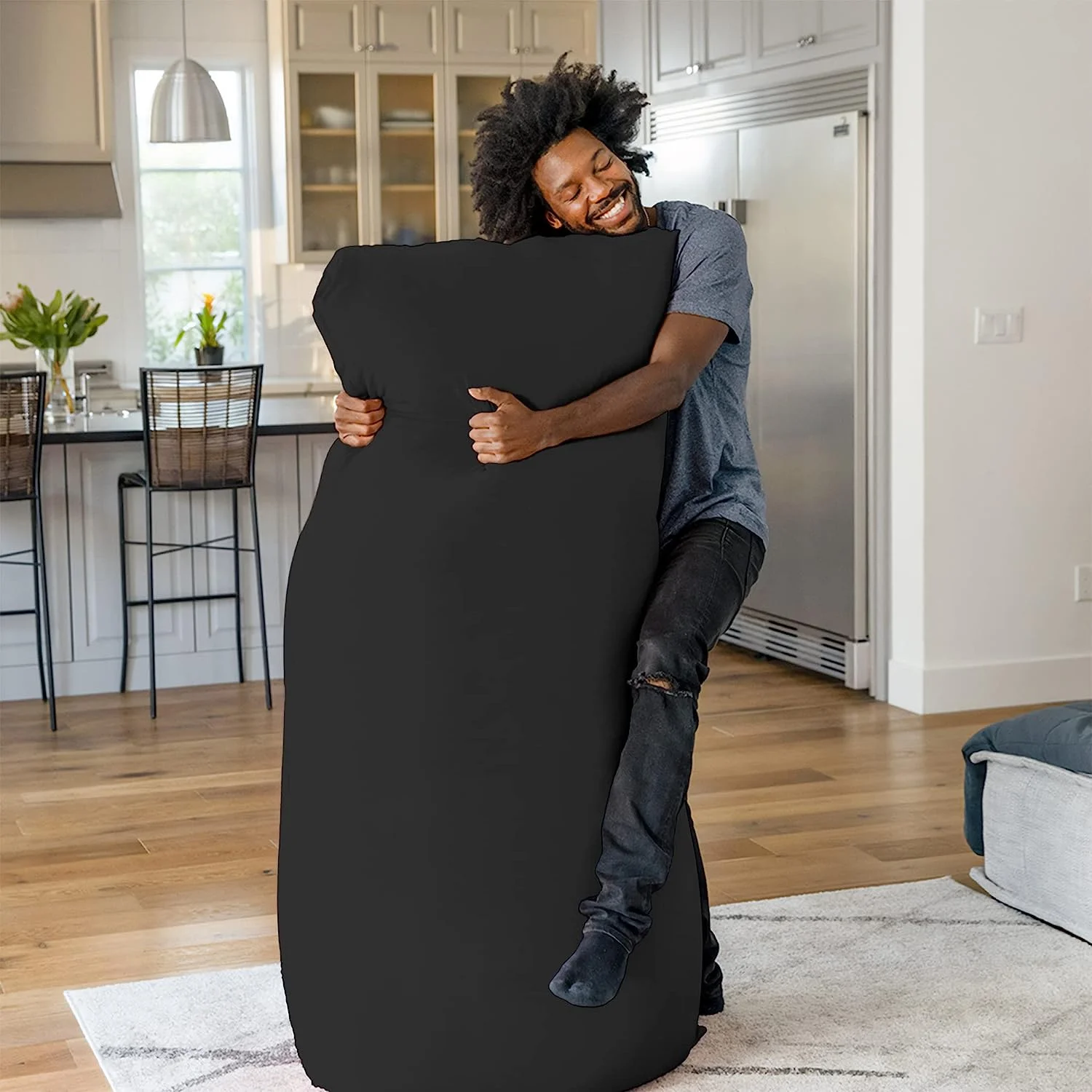 Max 6 Foot Big Giant Large Adult Bean Bag Chair, Huge Jumbo Oversized Massive Beanbag Bed Couch Sofa Sack, Comfy Plush Soft Sensory, Washable Cover, Dark Grey