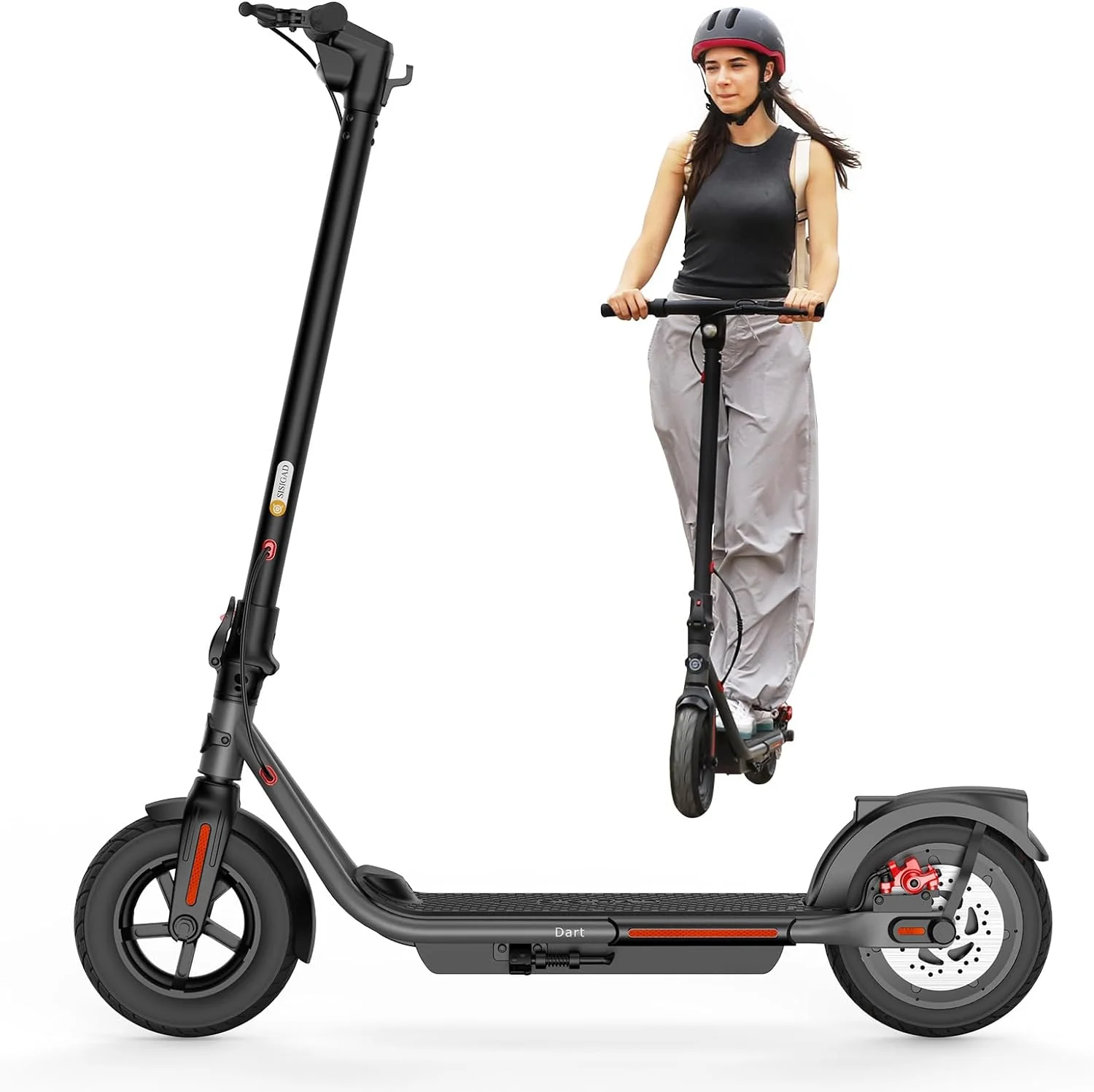 SISIGAD Electric Scooter for Adults Teens, B16 Dart 350W Folding Commute E-Scooter with Double Braking System, 10" Solid Tires, 23Mph Speed, 20 Miles Long Range