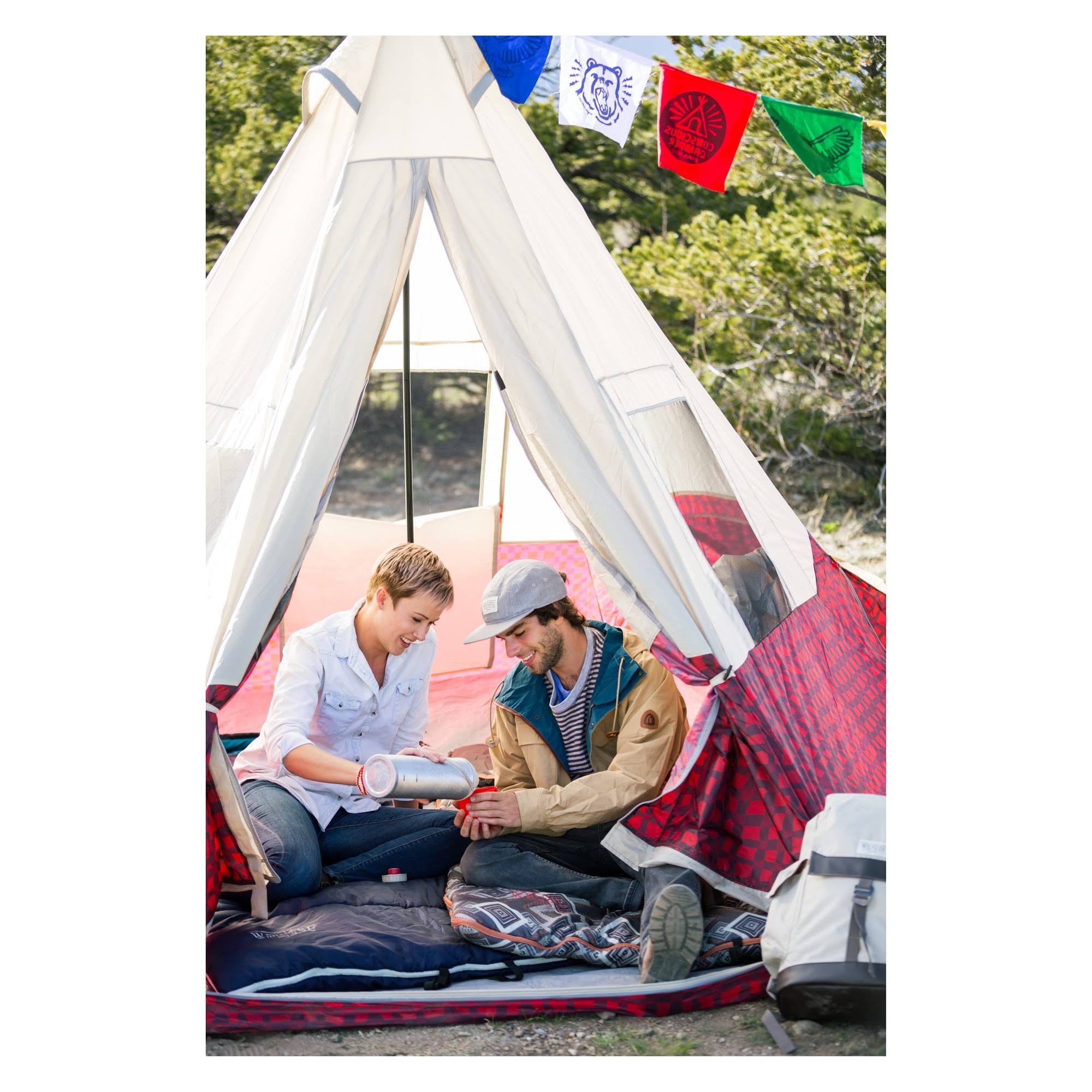 Wenzel 11.5 x 10 Shenanigan Large 5 Person Trail Camping Teepee Tent, Red Plaid