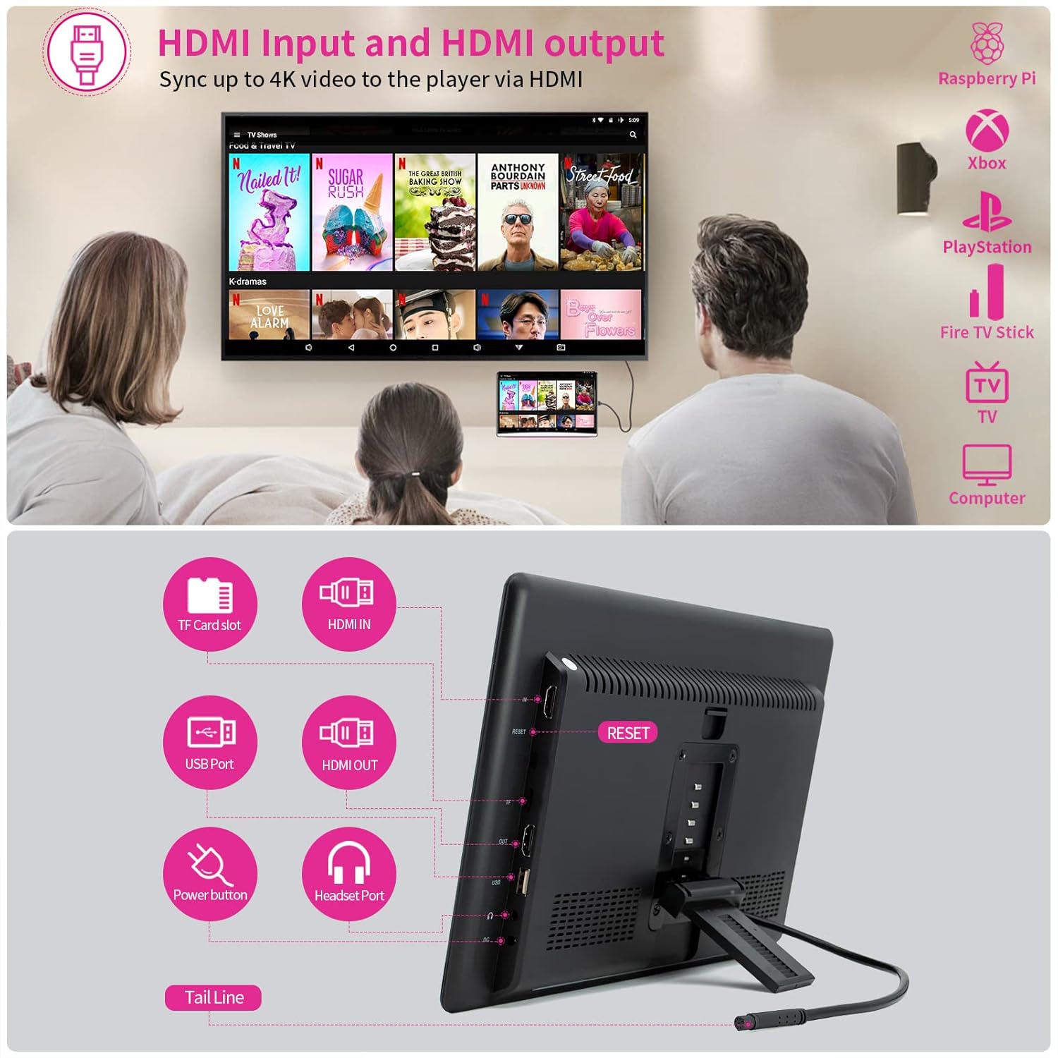 13.3" Upgrade Android 10 Car Headrest Video Players with 2.4G/5G Dual Brand WiFi, Dual Rear Seat TV Monitors Can Sync Screens, IPS Touch Screen 4K Tablets, HDMI Out/in Bluetooth FM USB-KK133SC