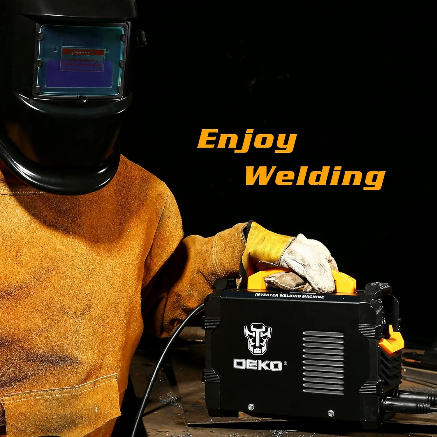 DEKOPRO 110/220V MMA Welder, 160A Stick ARC Welding Machine IGBT Digital Display LCD Hot Start Welder with Electrode Holder, Work Clamp, Input Power Adapter Cable and Brush