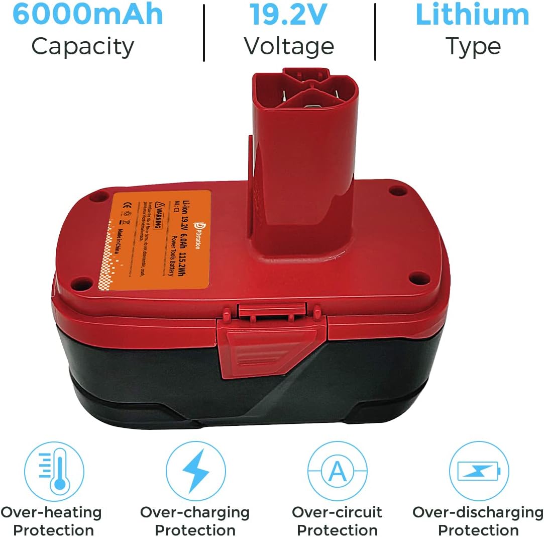 PDstation 2-Packs C3 19.2V 6000mAh Replacement Battery Compatible with Craftsman C3 Cordless Tools Pack of 2