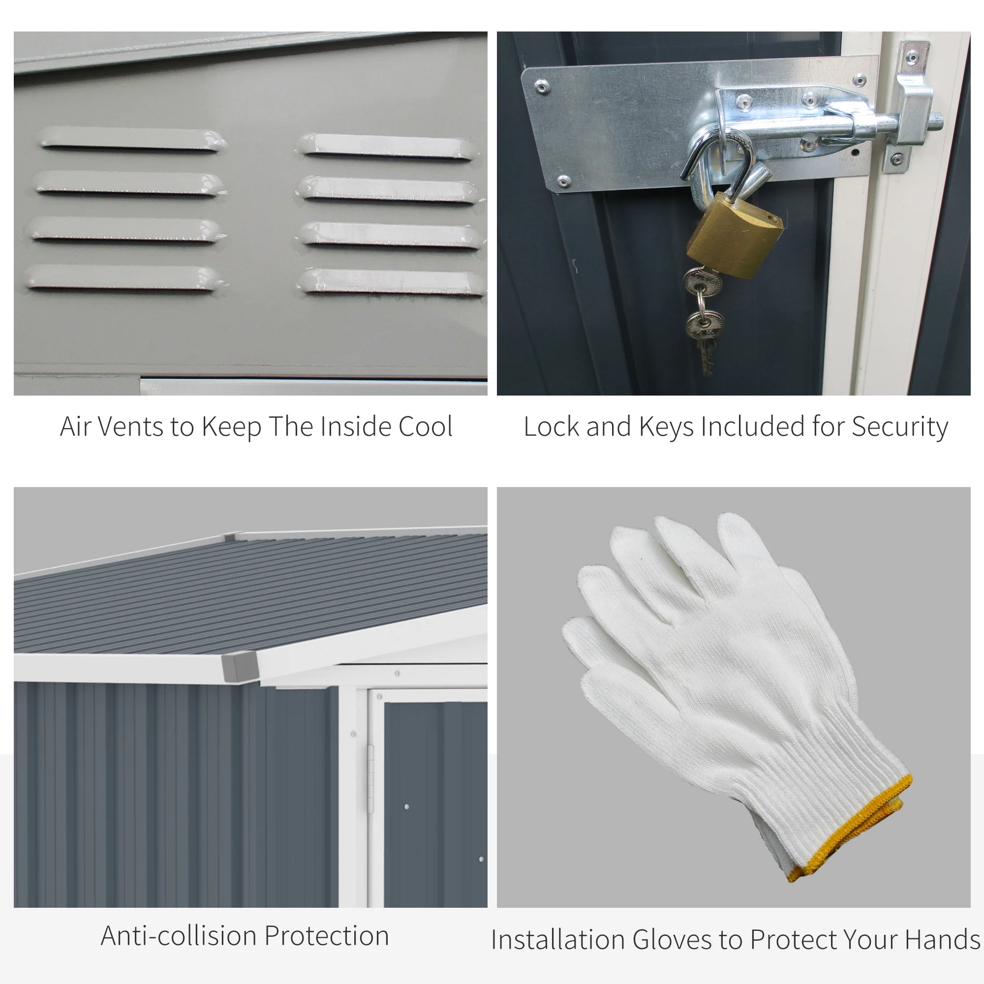 Outsunny Metal Outdoor Storage Shed, Lean to Shed ith Lockable Door