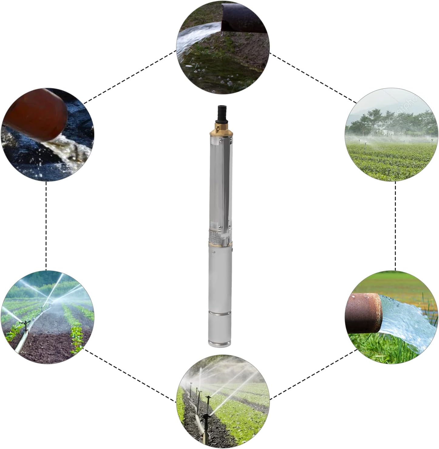 Submersible Pumps 3" OD Pipe 110V/60HZ 0.25KW 0.33HP Stainless Steel Submersible Well Pump Deep Well Pump