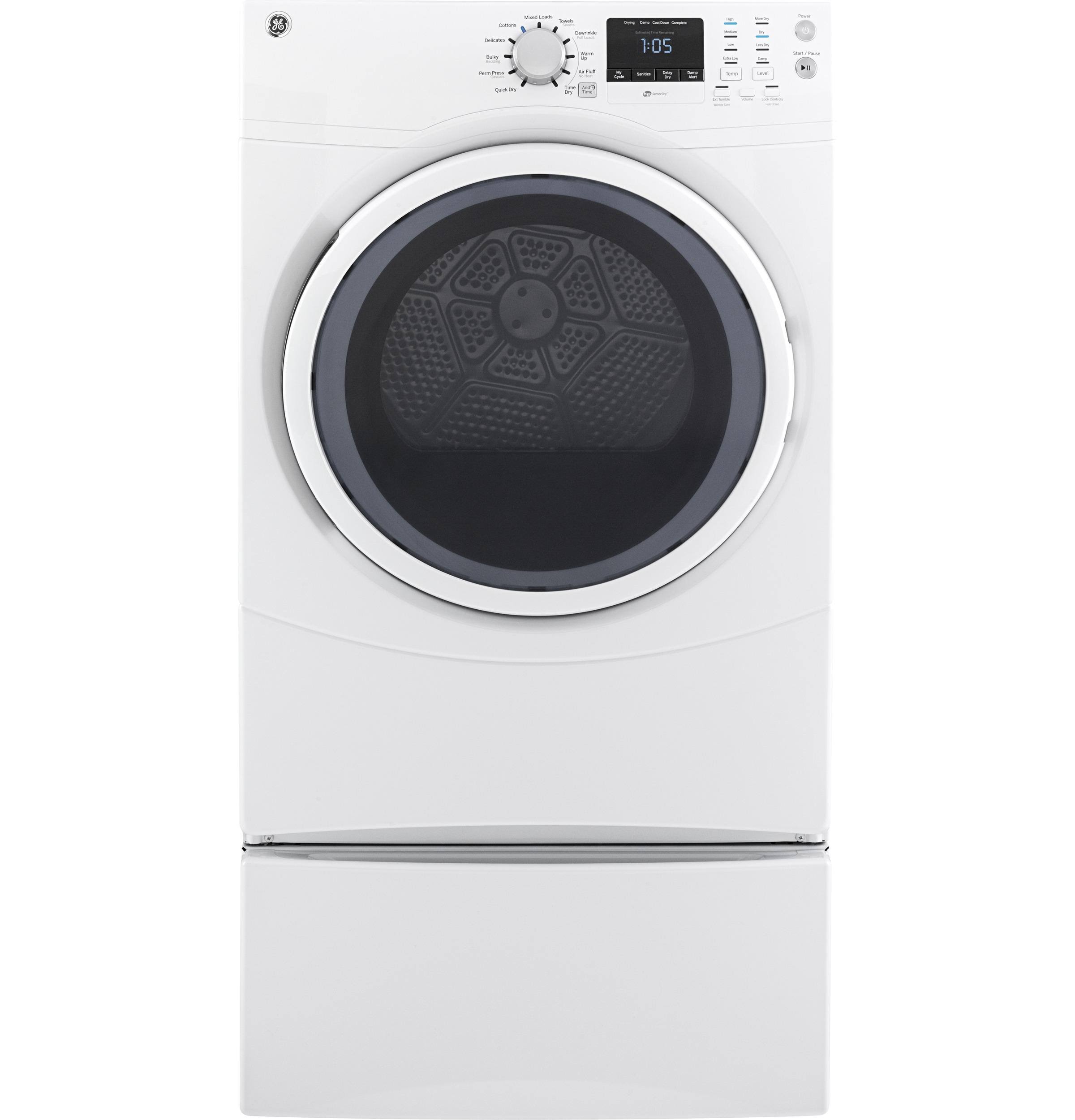 GE GFDN160EJWW 7.5 Cu. ft. White Electric Dryer