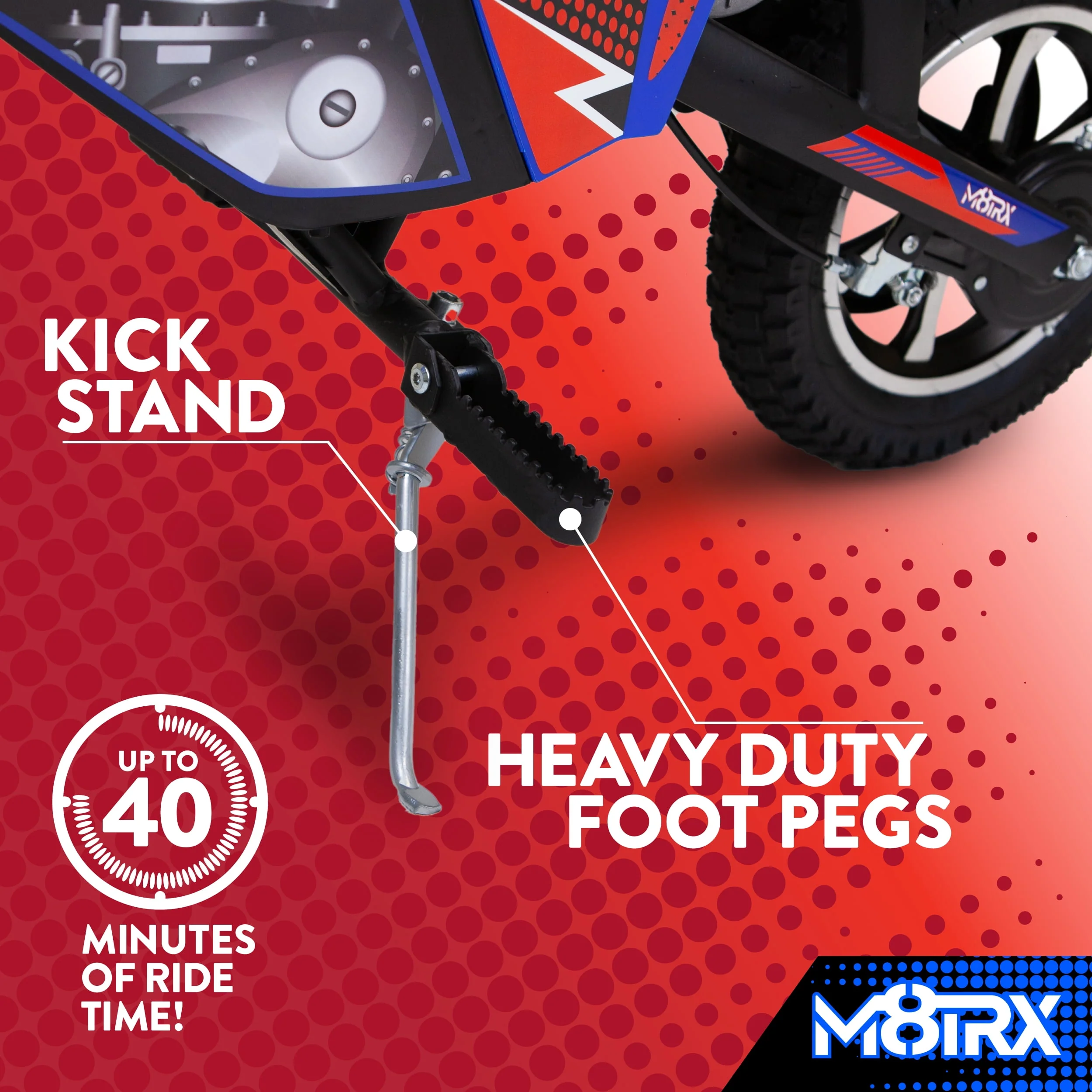 M8TRIX Blue 24V Electric Dirt Bike, Ride on Toy Motorcycle for Kids and Teens