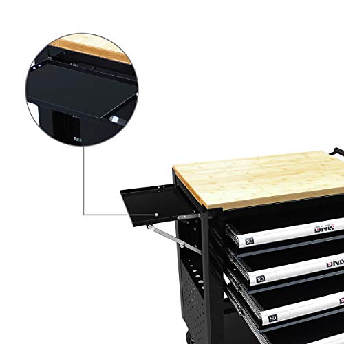 DNA MOTORING 30" W X 37" H X 18" D Large Capacity 4-Drawer Chest Rolling Tool Cart Locking Swivel Cabinet (TOOLS-00003) with Keys, Black