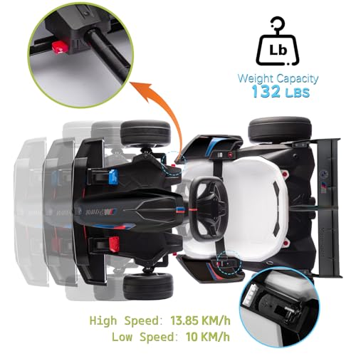 36V Electric Go Kart for Kids, Licensed BMW Battery Powered Drift Racing Go Kart, 7.5 MPH Drift Kart with Dual 300W Powerful Motor, Kids Race Pedal Go Karting Car w/Adjustable Speed, White