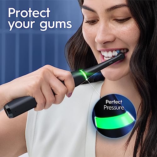 Oral-B iO Series 7 Rechargeable Electric Toothbrush with Visible Pressure Sensor to Protect Gums, 2 Minute Timer, 5 Cleaning Settings, 2 Replacement Toothbrush Heads, and Travel Case, Black