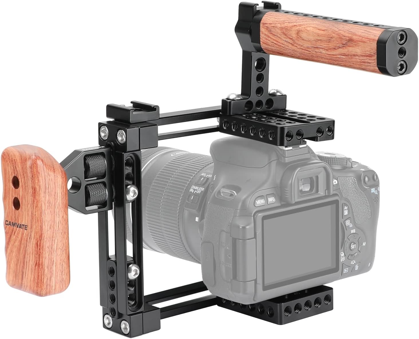 CAMVATE Universal Adjustable Camera Cage Fit for Right Handle and Left Handle Camera(Only Come with Left Handle Grip)