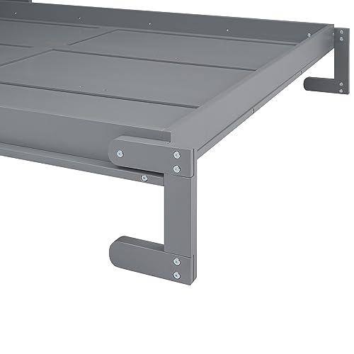 Murphy Bed Queen Bed Frame with Storage Shelves and LED Lights Folding Wall Bed with Wood Slats Queen Size Murphy Bed Cabinet Bed, Space Saving, White