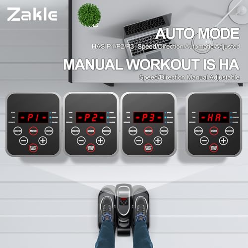 Zakle Under Desk Elliptical Machine, Ellipse Leg Exerciser w/Remote Control & 12 Adjustable Speeds, No Assembly Portable Electric Seated Pedal Exerciser, Quiet Elliptical Training Machine