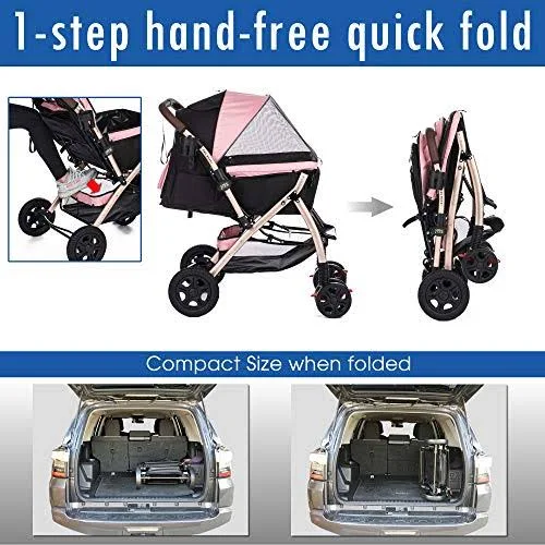 HPZ Pet Rover XL Extra-Long Premium Heavy Duty Dog/Cat/Pet Stroller Travel Carriage with Convertible Compartment/Zipperless Entr
