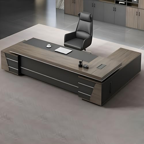 L-shape Office Desk with Locking Drawers and Cable Management, L Shape Executive Desk with File Cabinet Storage, Modern Wooden Computer Desk 79" L x 31.5" W x 29.5" H - Left Hand Return