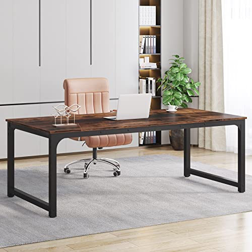 Tribesigns Modern Computer Desk, 63 x 31.5 inch Large Executive Office Desk Computer Table Study Writing Desk Workstation for Home Office, Spliced Desktop, White