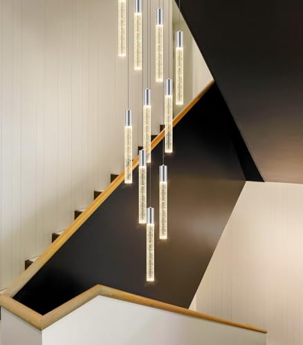 32-Lights Large Chandeliers for Entryway Modern Crystal High Ceiling Pendant Lights for Living Room Foyer Chandelier Gold Lighting Fixture with Remote Dimmable Light
