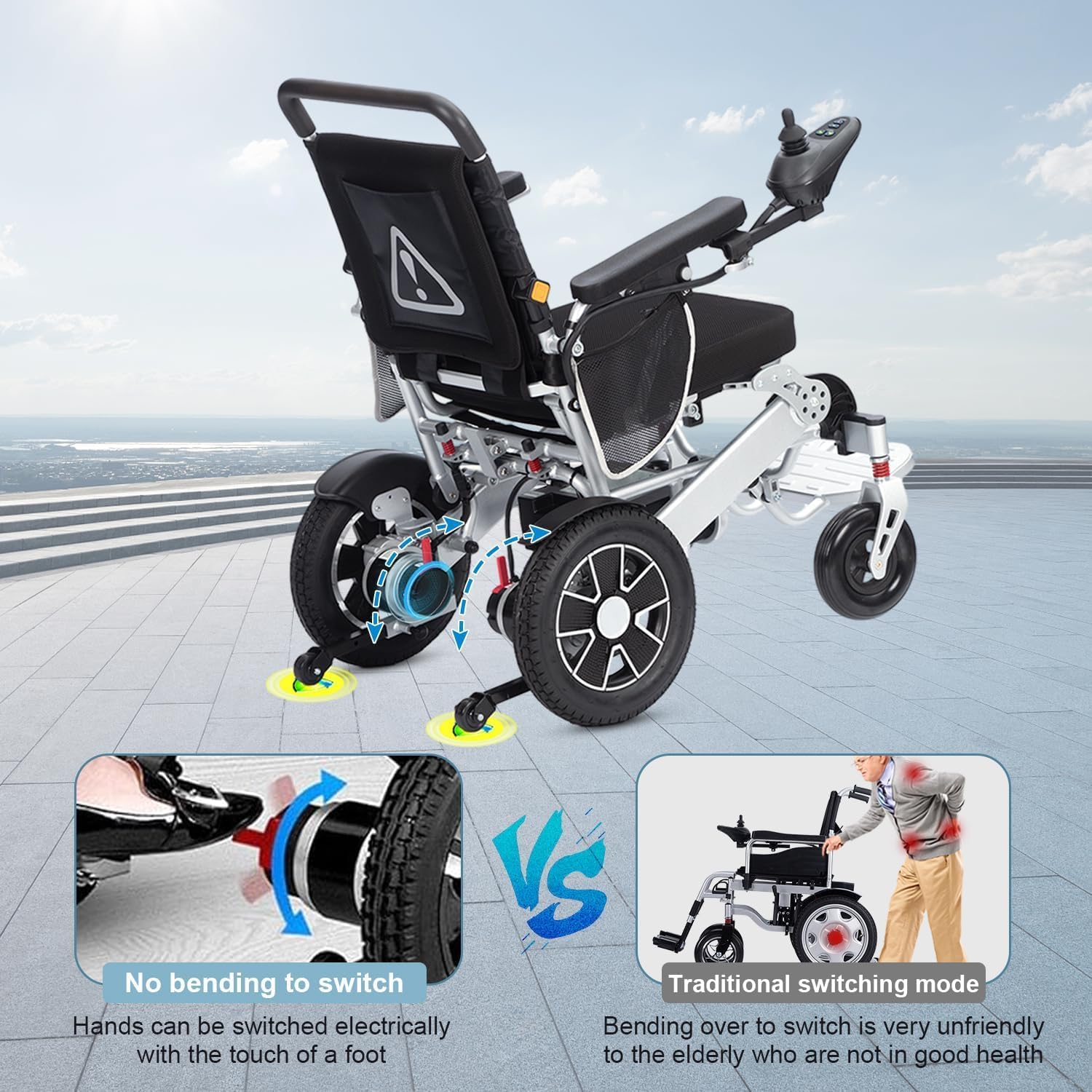 Electric Wheelchair - Lightweight Portable Power Whee Chair -All-Terrain Durable 360° Joystick Control 20 Miles Airline Approved (330lb) Ships from USA
