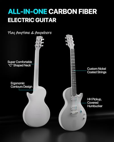 Enya Electric Guitar Inspire 39" Smart Electric Carbon Fiber Guitarra with 15W Wireless Speaker, 20 Distinct Tones, Onboard Presets, Charging Cable, Adjusting Wrench, and Gig Bag