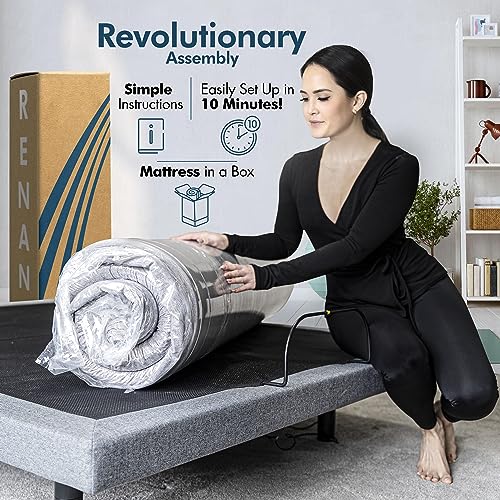 SF Adjustable Bed Frame with Mattress Included Massage - Queen Adjustable Bed + Firm Mattress - Cooling Gel Memory Foam Mattress, USB, Under Bed Light