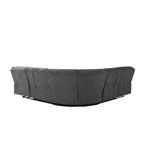 Power Recliner Sofa, Grey Fabric Reclining Sectional Couches with Two Recliners, Cup Holders, Storage Console for Home (Power Reclining)