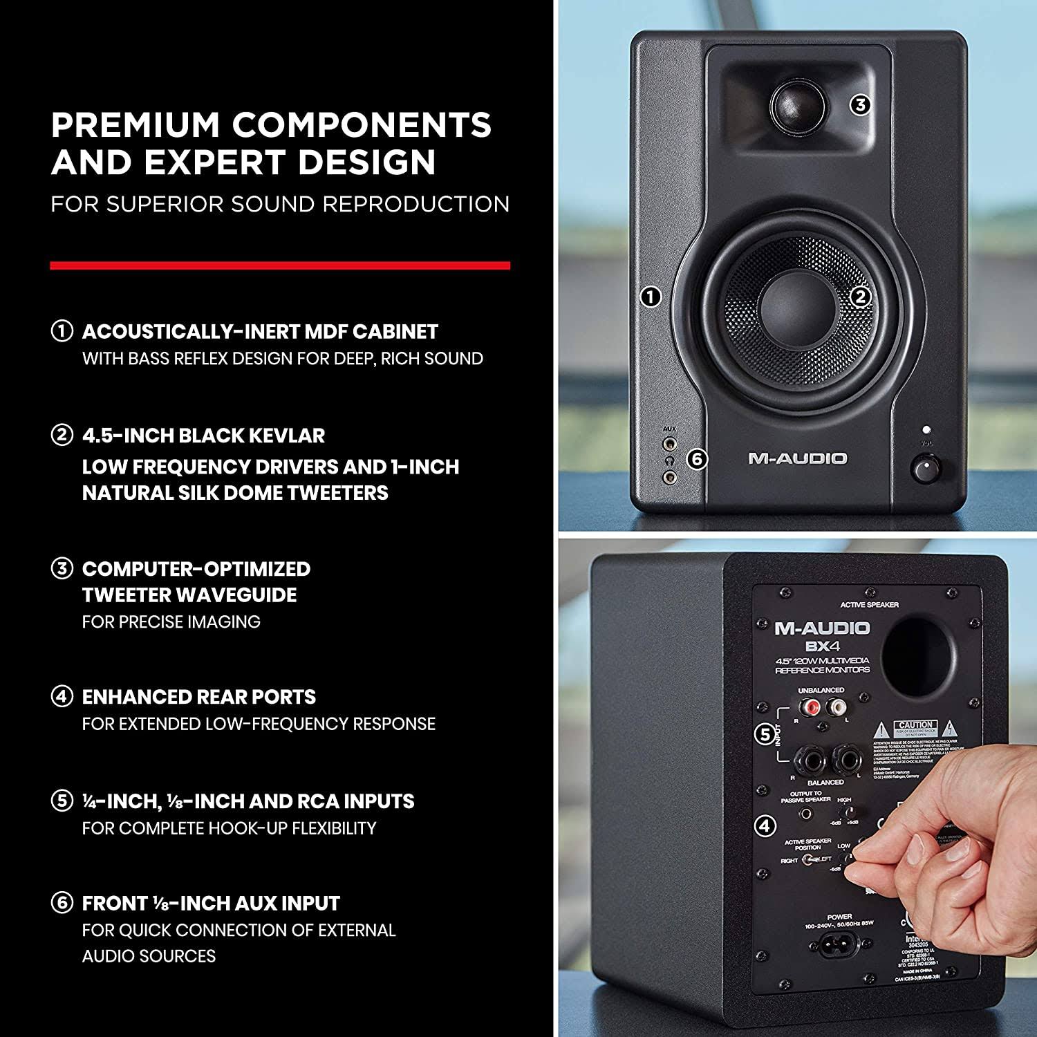 M-Audio BX4 Powered Reference Studio Monitors, Pair