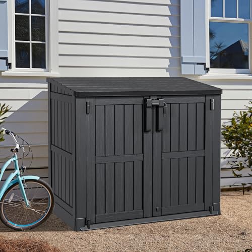 YITAHOME 8x6.2FT Outdoor Storage Shed w/o Floor, All-Weather Plastic Shed with Lockable Doors, Window & Vents, Plastic Tool Shed for Backyard, Patio, Poolside, Lawn, Gray