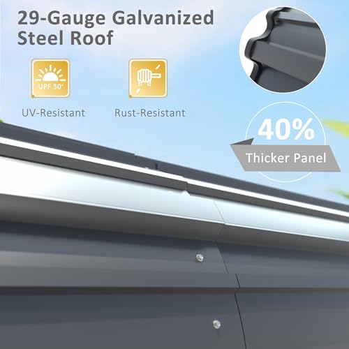 MUPATER 10 x 15 FT Heavy Duty Metal Carport, Outdoor Garage Car Shelter Shade with Heavier Metal Frame, Metal Roof and Bolts for Car, and Boats, Grey