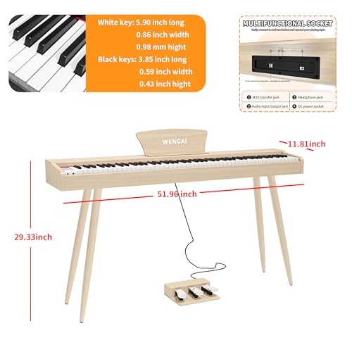 88 Key Fully Weighted Electric Piano Keyboard Hammer Action Full-size Digital Pianos for Beginners Adults Wooden Upright Piano with Sheet Music Stand Triple Pedal, Supports USB-MIDI Black