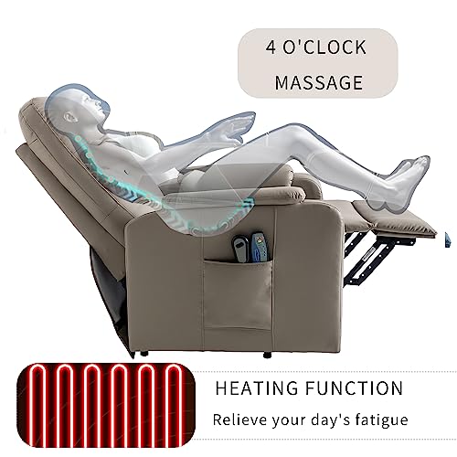 Lift Recliner Chair with Adjustable Angle, Electric Power Lift Chairs Recliners for Elderly with 5 Modes & Side Pocket, Leather Massage Chair Home Theater Seating Single for Living Room, Grey