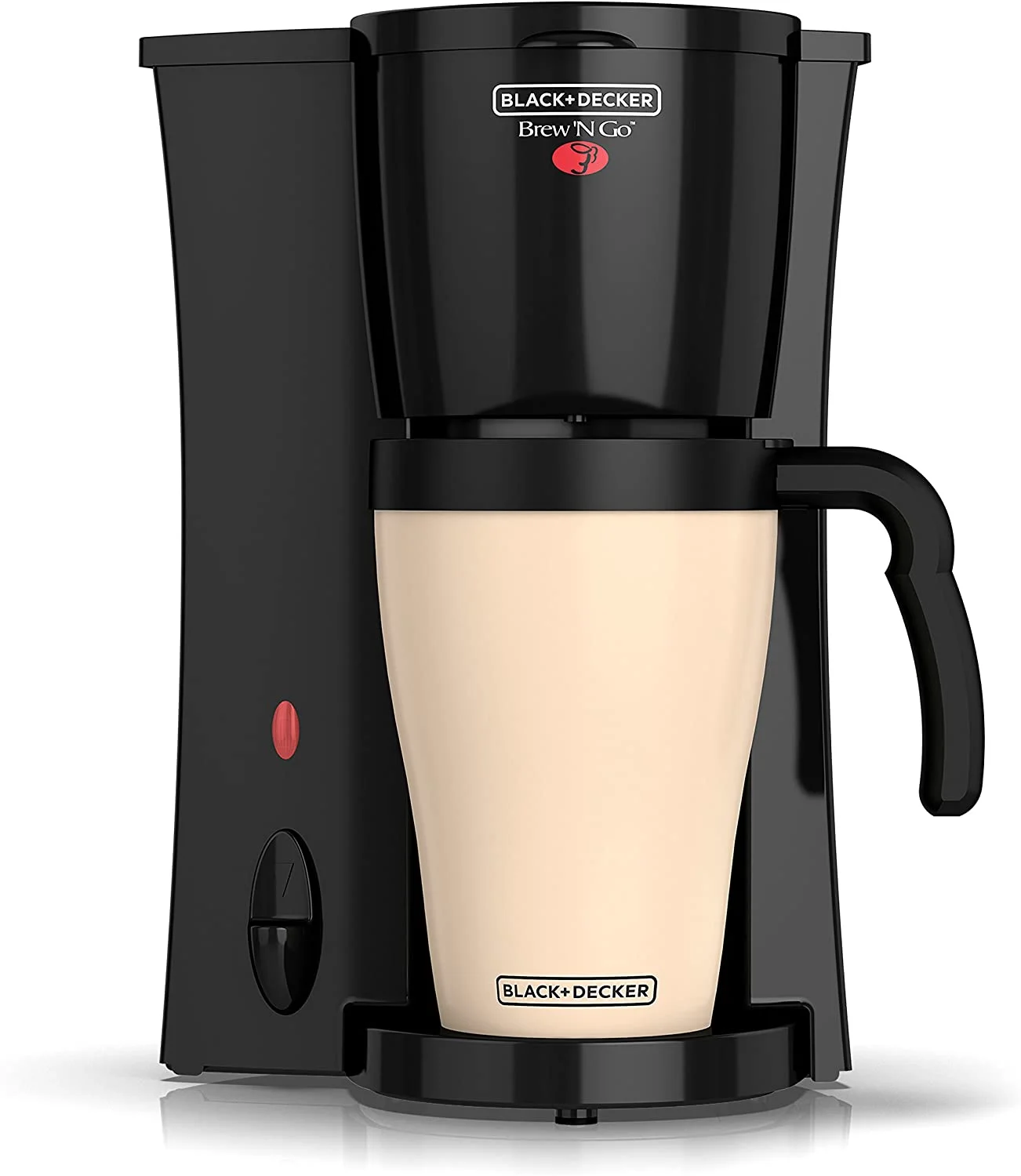 BLACK+DECKER Brew 'n Go Personal Coffeemaker with Travel Mug, Black/Beige, DCM18