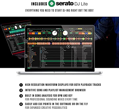 Numark Mixtrack Pro FX – 2 Deck DJ Controller For Serato DJ with DJ Mixer, Built-in Audio Interface, Capacitive Touch Jog Wheels and FX Paddles