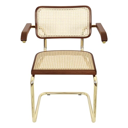Breuer Chair Company Marcel Breuer Cesca Cane Cantilever Armchair Arm Chair w/Brass Steel Frame Black Wood & Black Cane