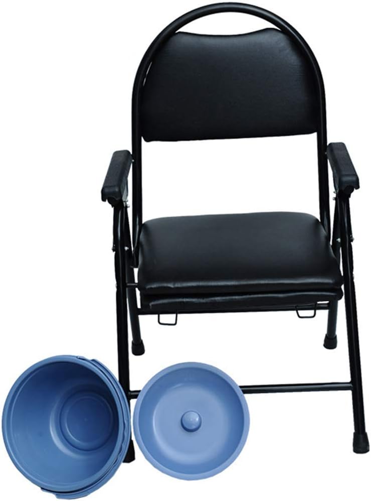 KOHARA Folding Commode Chair Bedroom Toilet Seat for Adults, Handicap, Elderly Disabled Portable Toilet Chair Stool Safety Frame Rails Bedside Shower Chair
