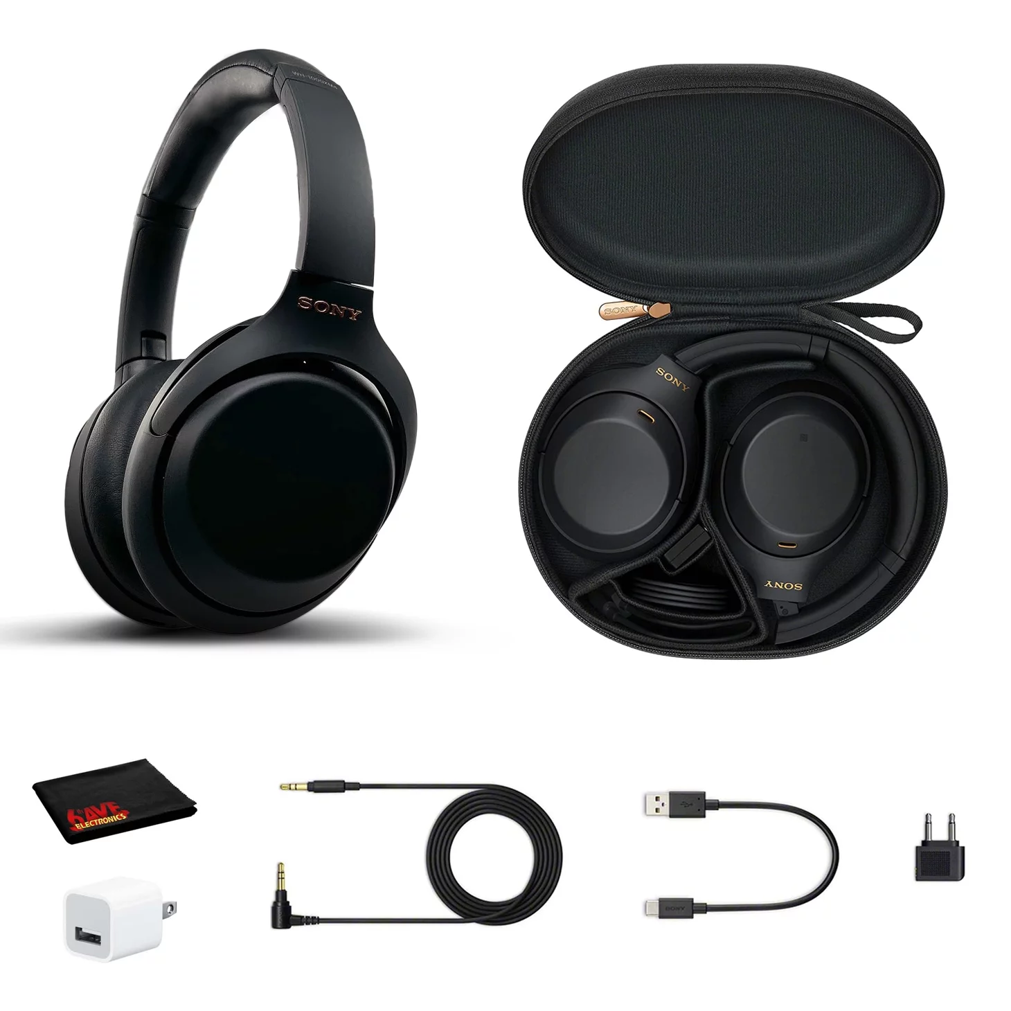Sony WH-1000XM4 Wireless Noise Canceling Overhead Headphones (Black) - Bundle