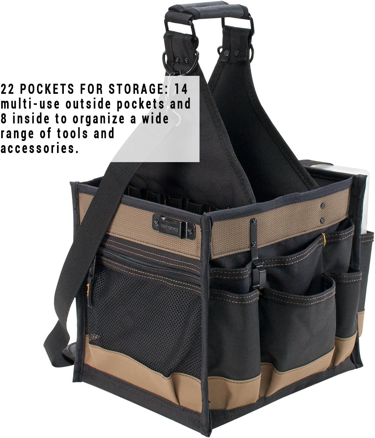 CLC Custom LeatherCraft 1528 Large Electrical and Maintenance Tool Carrier, 22 Pocket , Black , 11 x 10 x 19h Pack of 2