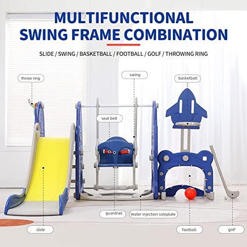 UNICOO - Toddler Slide and Swing Set, Kids Indoor and Outdoor Playground Combination for Boys & Girls (8 in 1 - Muti-Color)
