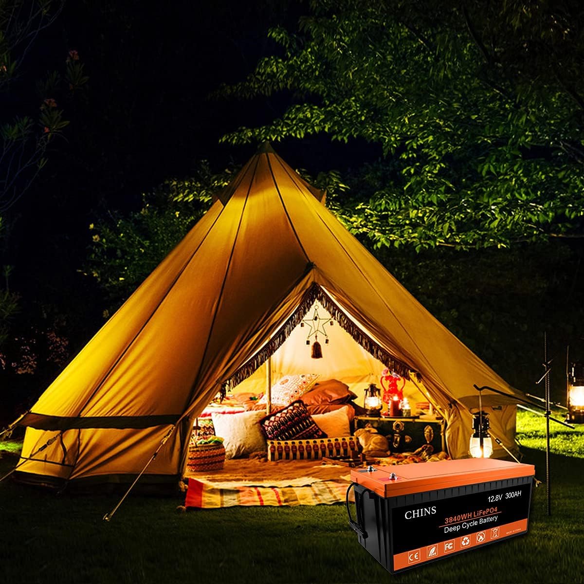 LiFePO4 Battery 12V 400Ah Lithium Battery - Built-in 250A BMS, 2000+ Cycles, Each battery Can Support 5120W Power Output, Perfect for RV, Solar, Home Storage and Off-Grid
