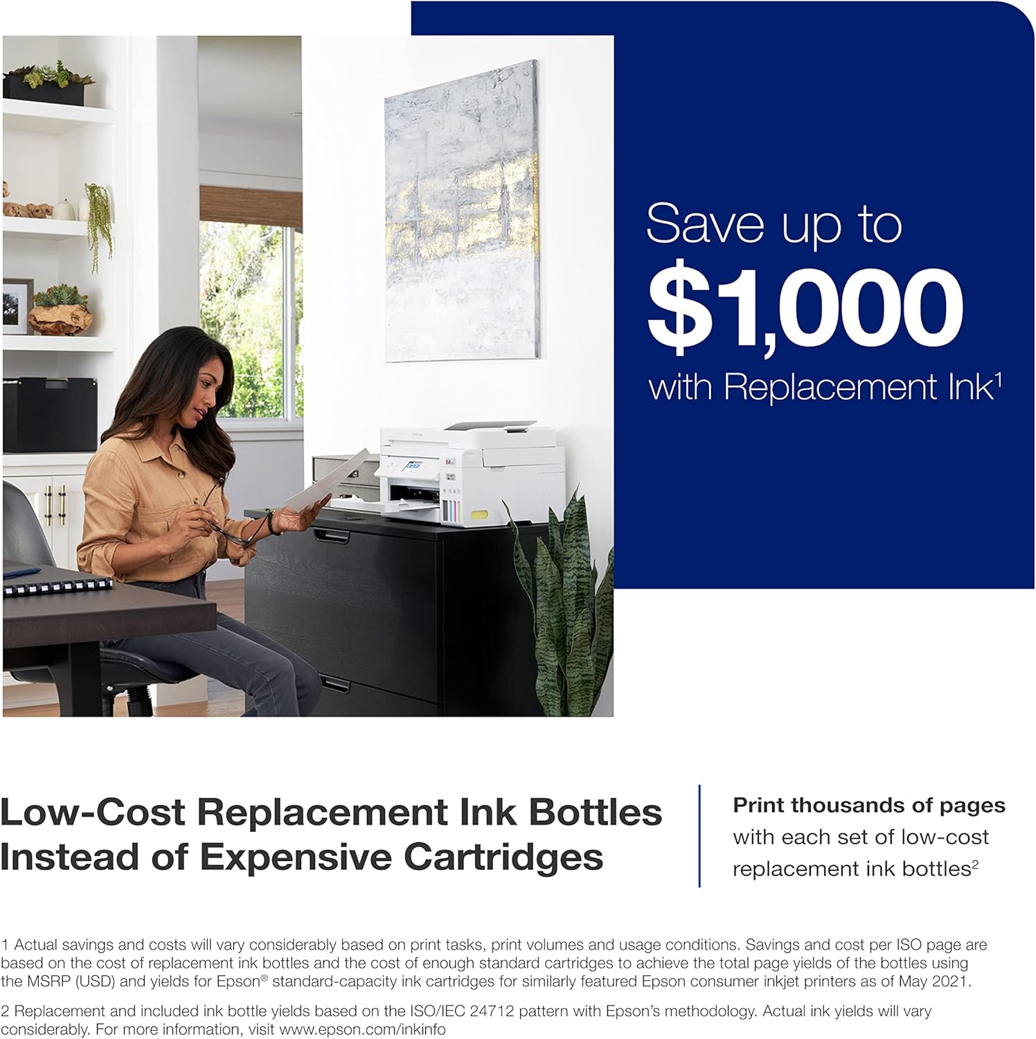 Epson EcoTank ET-4800 Wireless All-in-One Cartridge-Free Supertank Printer with Scanner & Workforce Pro WF-7310 Wireless Wide-Format Printer with Print up to 13" x 19"