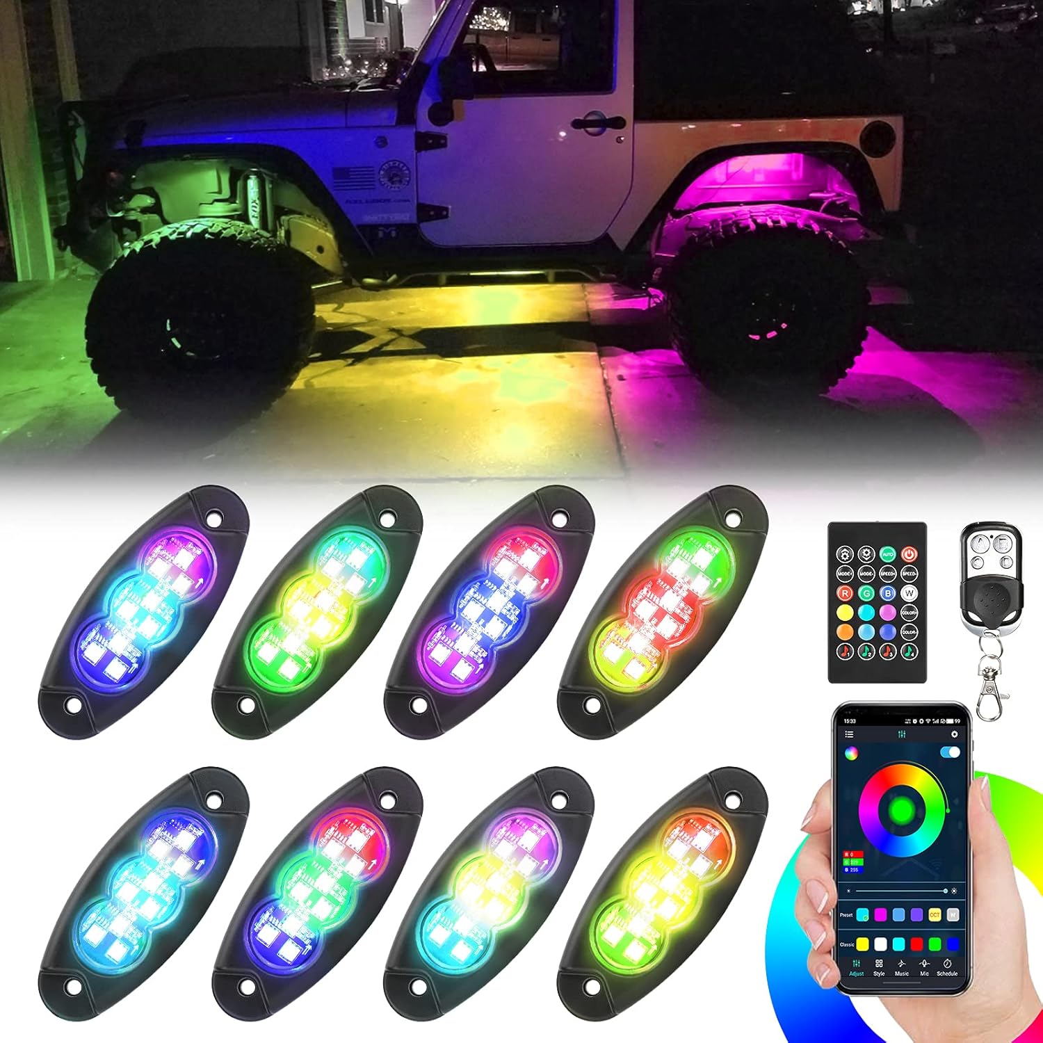 Car Underglow Lights Exterior, LED Underbody Light Kit, 6 PCS Car Underglow Lights Music Sync DIY Mode, Glow Light Kits for Car SUV Ttruck