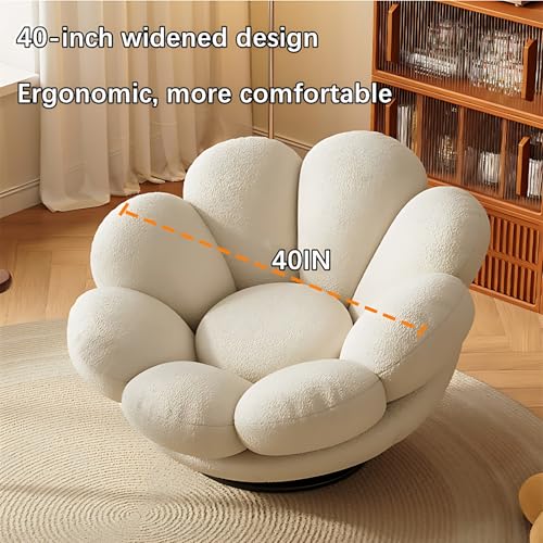 Shaped Swivel Indoor Lounge Chair with Ottoman - Comfortable Single Leisure Sofa Chair | Reading and Relaxing Chair for Living Room, Bedroom, Office|Fashionable Pumpkin Shape (BLUE)